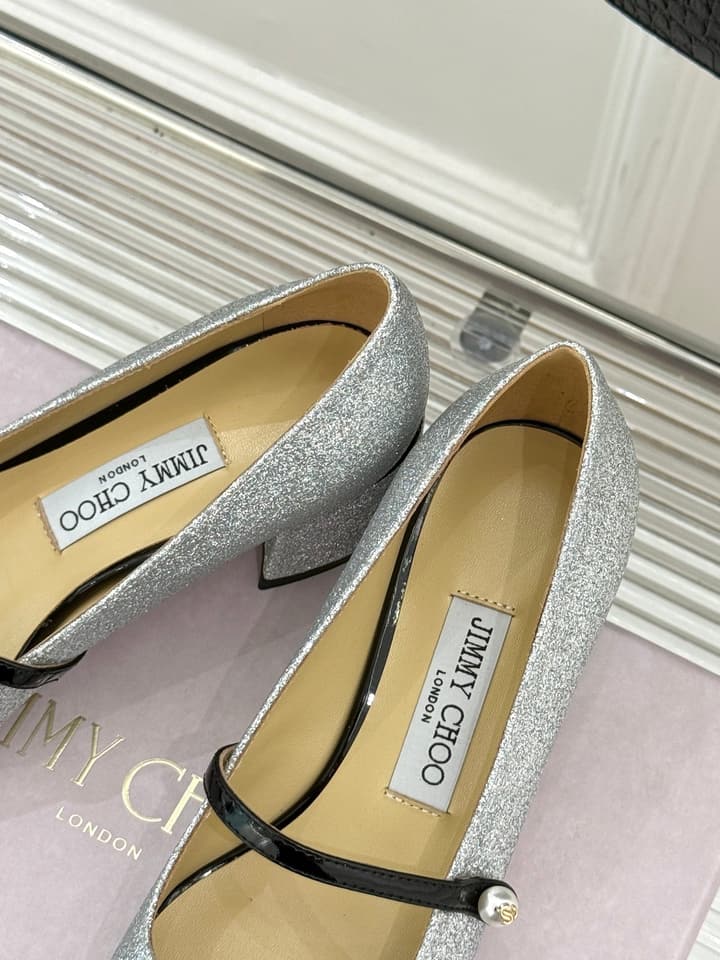 Jimmy Choo Color-block Pearl Mary Jane Heels – 25FW in Black Bow Detail