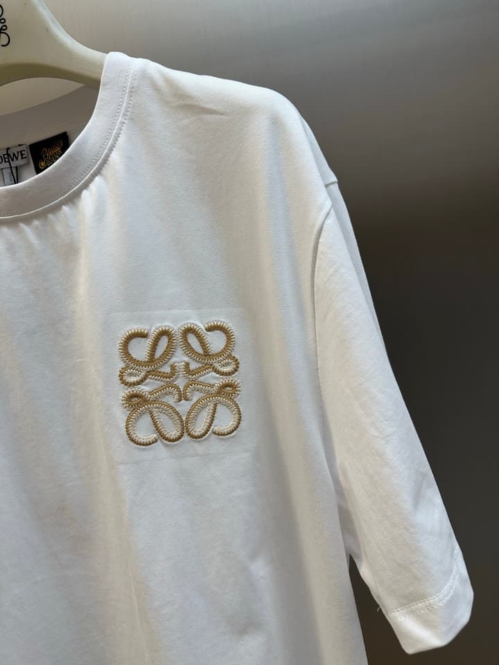 Loewe Double Anagram Embroidery Crewneck T-Shirt in Black