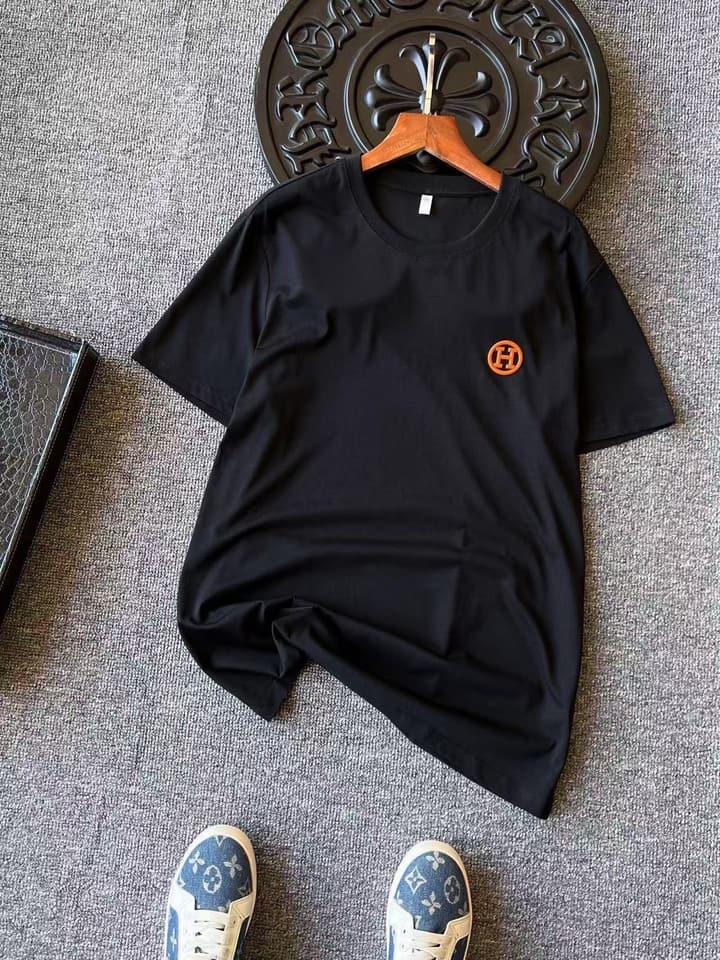 Hermès Mulberry Silk 3D H Logo T-Shirt – 2025 Spring/Summer Collection in Classic Black