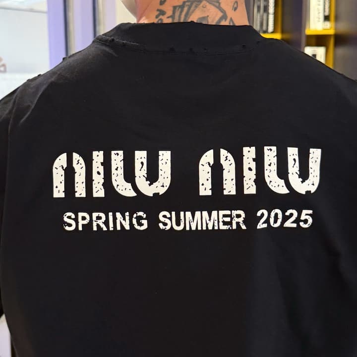 Miu Miu Technical Fabric Short-Sleeve T-Shirt – Summer 2026 Collection in Black