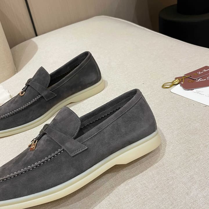 Loro Piana Summer Charms Walk Moccasin Loafers in Bright Orange Leather