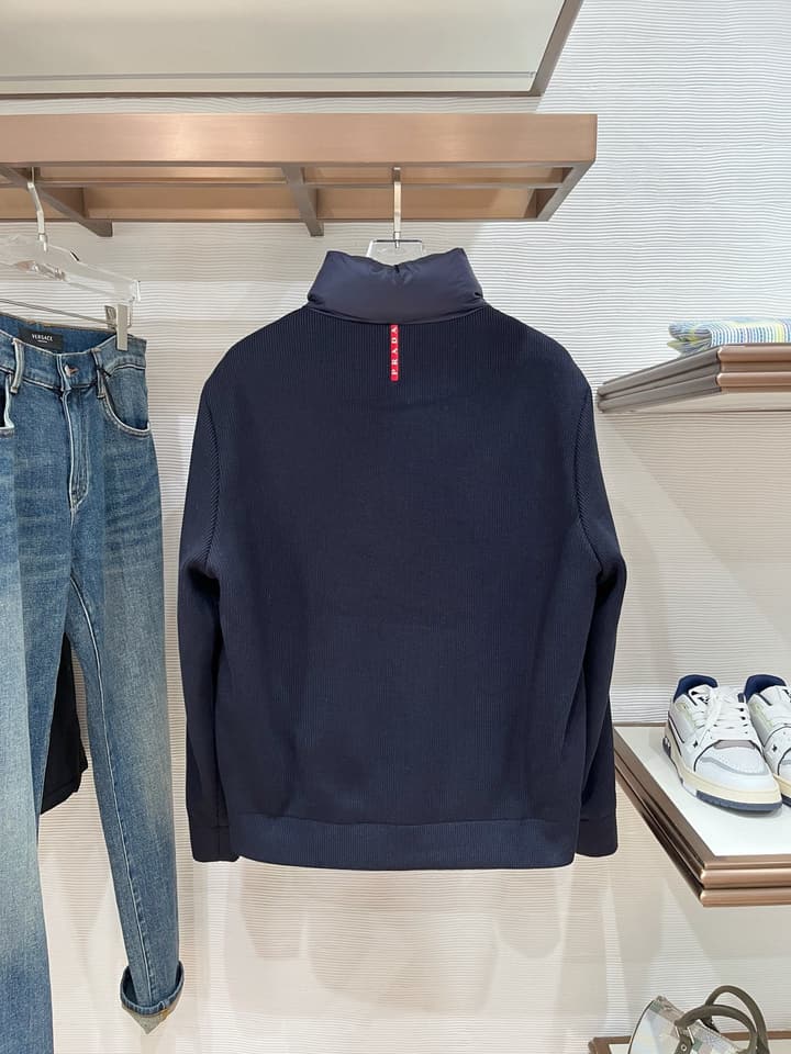 Prada Spliced Knit Down Jacket – FW2024 in Black Knit Down Jacket