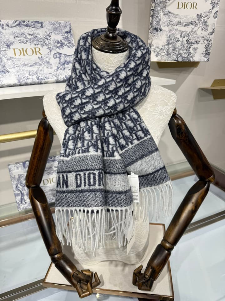 Dior Oblique Cashmere Scarf – 2025 in Grey