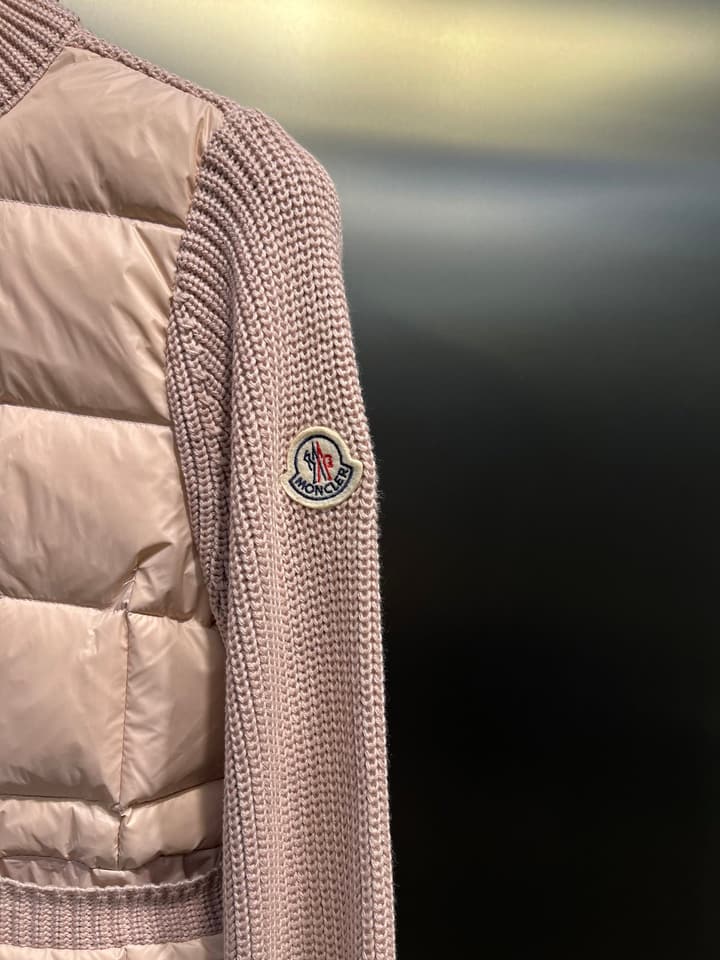 Moncler Lapel Patchwork Wool Down Jacket – 25FW in Black