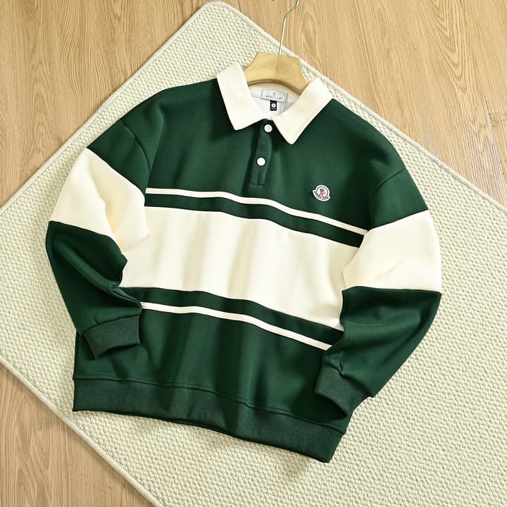 Moncler Striped Long-Sleeve Polo Shirt – Spring Collection