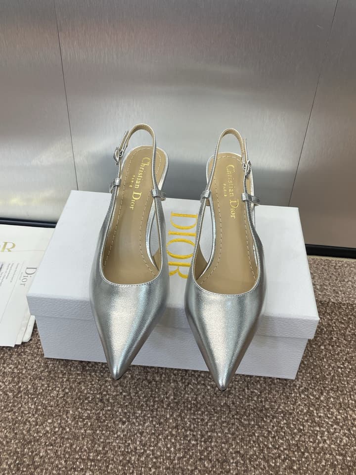 Dior Tribales Pearl Logo Heeled Mules – 2025 Spring/Summer Collection in Gold