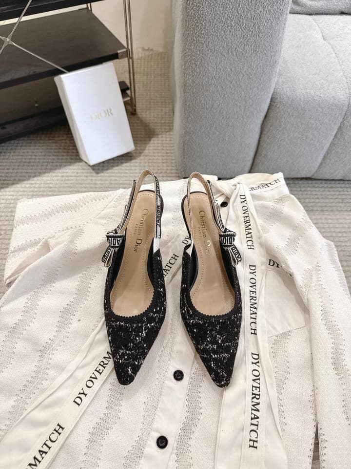Dior J'Adior Embroidered Kitten Heel Sandals in Defined Black Oblique