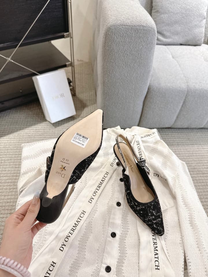 Dior J'Adior Embroidered Kitten Heel Sandals in Defined Black Oblique
