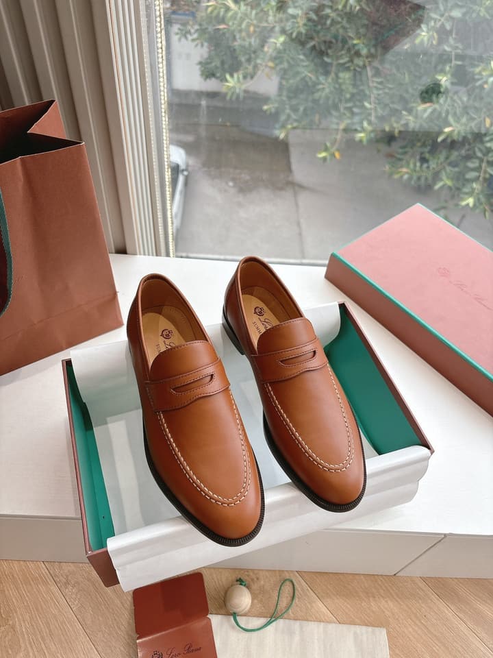 Loro Piana Classic Loafers in Burgundy Leather