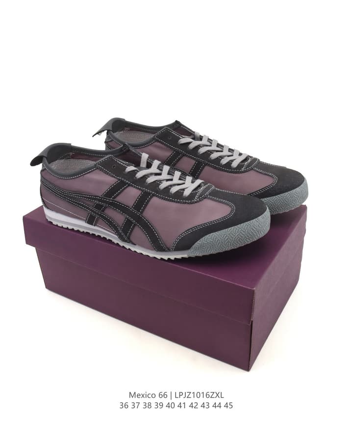 Onitsuka Tiger Mexico 66 Classic Sneakers in Beige With Maroon And Teal Stripes