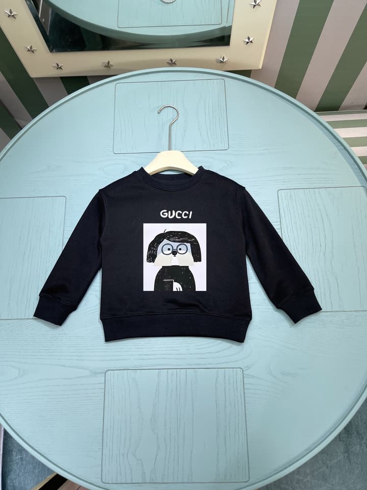 Gucci Kids Graphic Crewneck Sweatshirt – 2025FW – Kids Collection in Black With White Graphic Print
