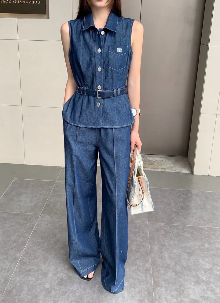 Celine Denim Matching Set in Royal Blue