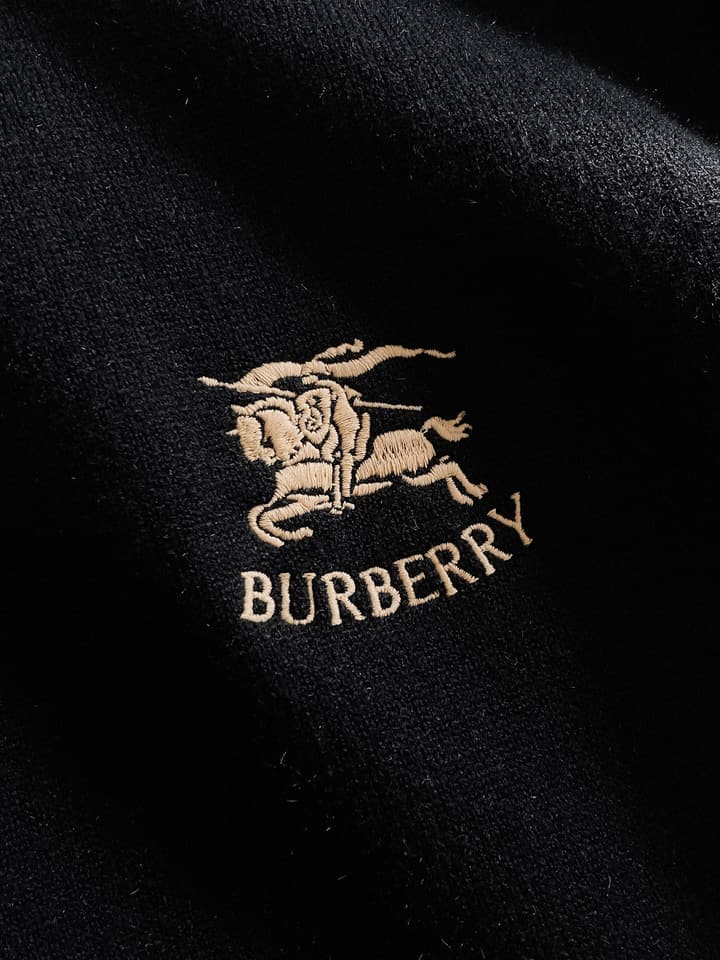Burberry Half-Zip Wool Blend Sweater in Black Logo