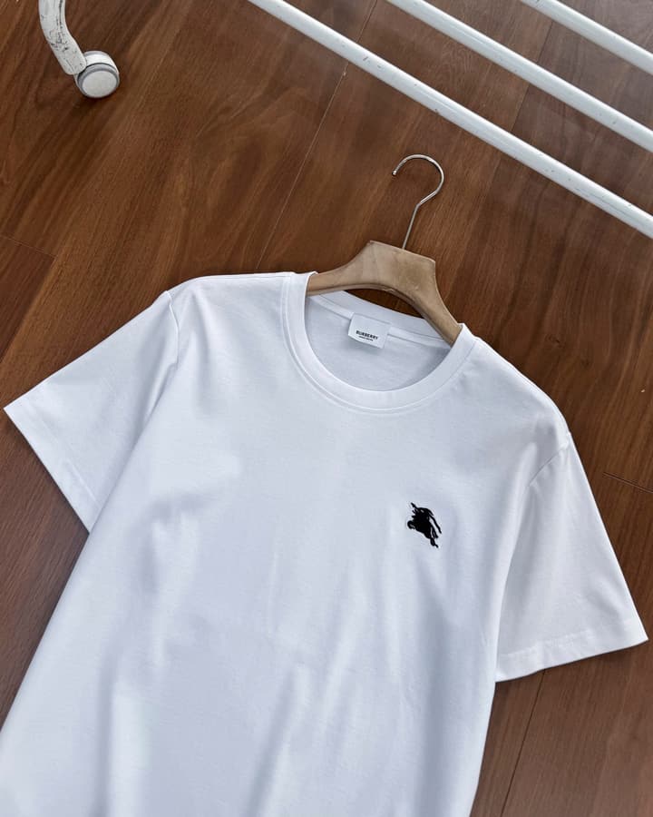 Burberry Embroidered Mercerized Cotton T-Shirt in Black