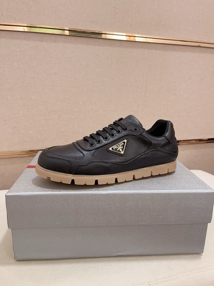 Prada Men's Air Cushion Sneakers in Beige Suede