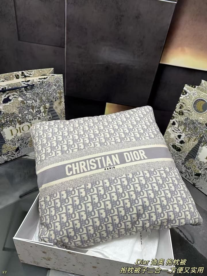 Dior Pillow Blanket Cushion in Black And White Oblique