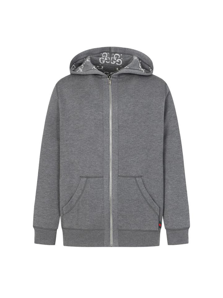 Gucci Reversible GG Cashmere Knit Jacket in Solid Charcoal Grey