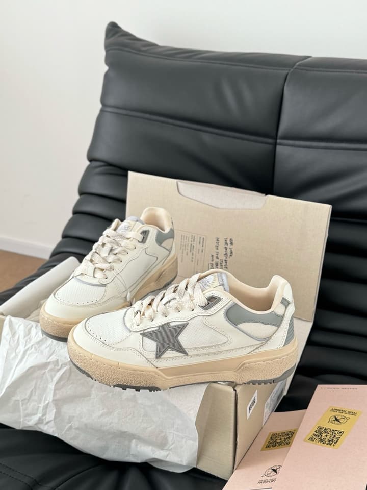 Golden Goose Graffiti Sneakers – 2024 Collection in Cream With Black Star