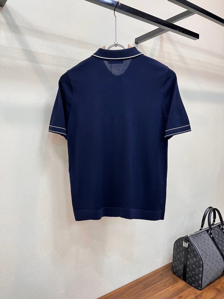 Loro Piana Minimalist Knitted Polo Shirt – 2026SS in Navy Blue