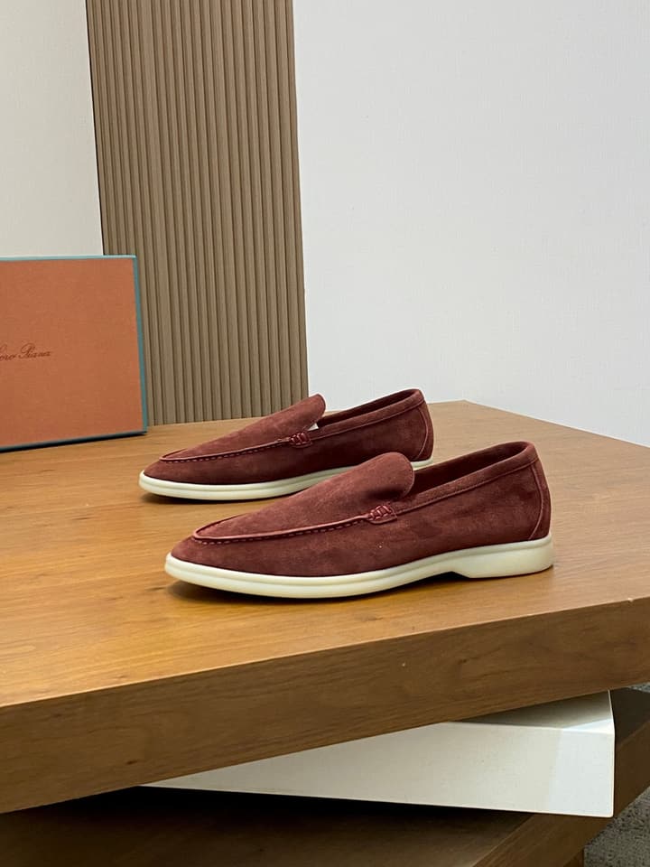 Loro Piana Suede Leather Slip-On Loafers in Black Suede