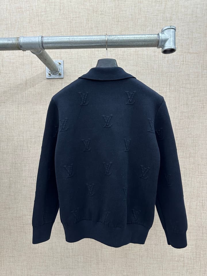 Louis Vuitton Jacquard Knit Jacket in Deep Navy Knitted Jacket
