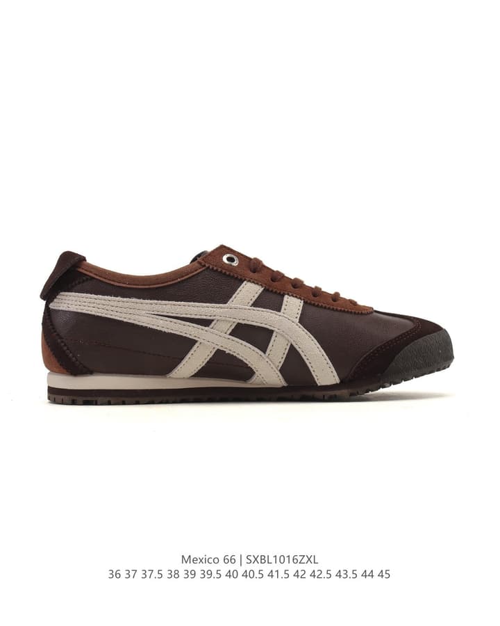 Onitsuka Tiger Mexico 66 Classic Retro Sneakers in Cream With Black Stripes