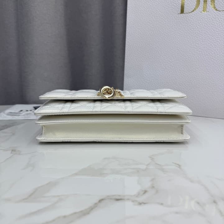 Dior Lady Dior Pearlescent Lambskin Pearl Clutch Bag in Light Nude Beige