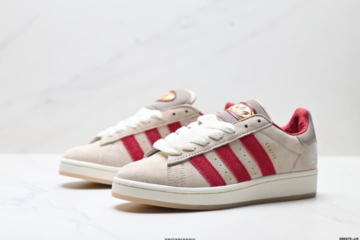 Adidas Originals Campus 00s Low-Top Sneakers – Year of the Snake Limited Edition in Beige Suede With Red Stripes