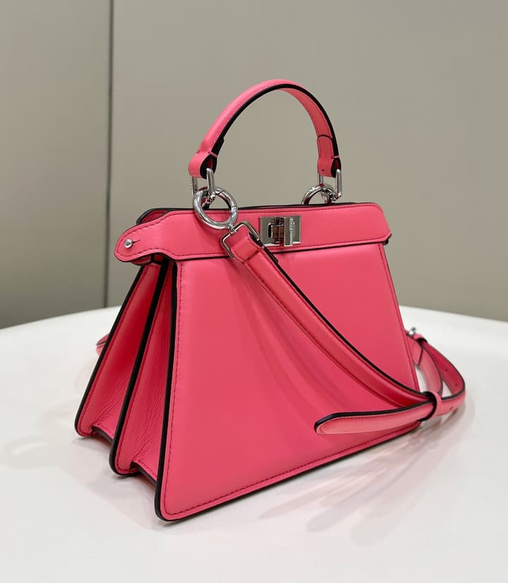 Fendi Peekaboo I See You Petite Handbag in Watermelon Pink Leather