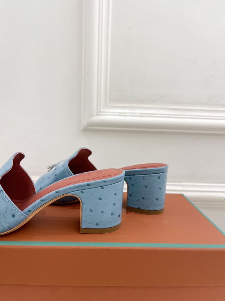 Loro Piana Summer Charms Ostrich Mules – 2025 Spring/Summer Collection in Black