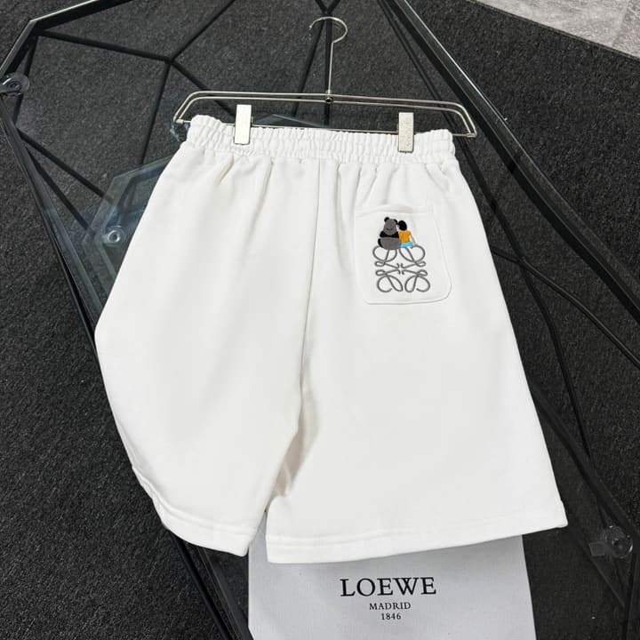 Loewe Classic Element Embroidered Shorts in Black With Blue Anagram Logo