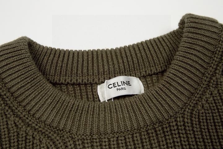 Celine Classic Embroidered Crewneck Sweater in Army Green