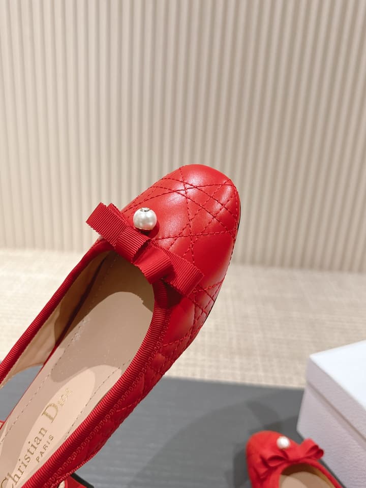 Dior D-Ramour Embroidered Cannage Ballet Flats – 2024 Spring/Summer Collection in Black Leather