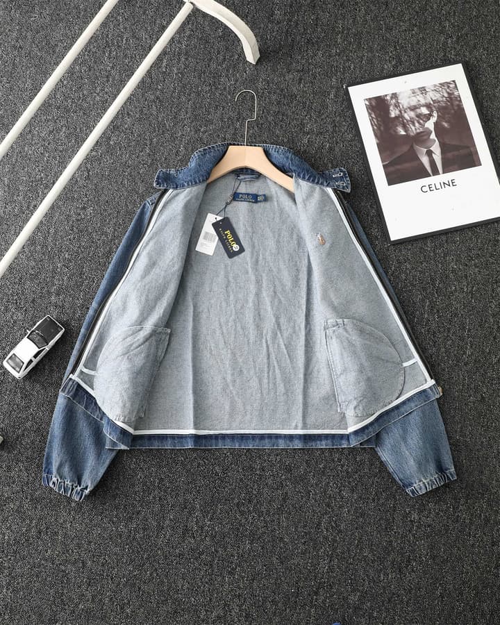 Ralph Lauren Washed Denim Jacket – 2025 Fall Collection in Classic Blue Denim