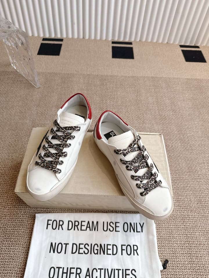 Golden Goose Distressed Leather Sneakers in Dark Green