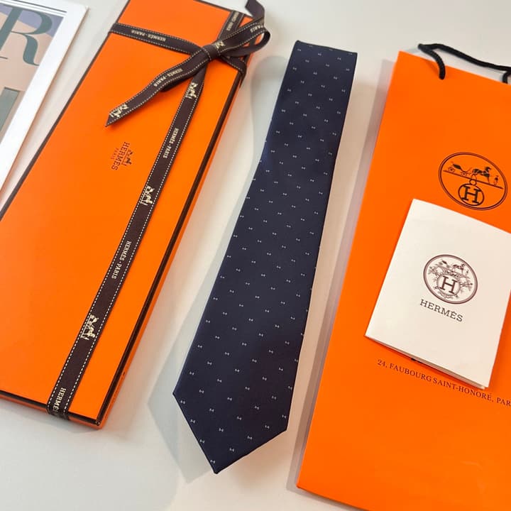 Hermès Men's Silk Tie in Burnt Orange Brown