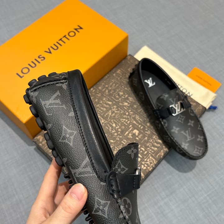 Louis Vuitton Men's Monogram Driving Shoes in Black