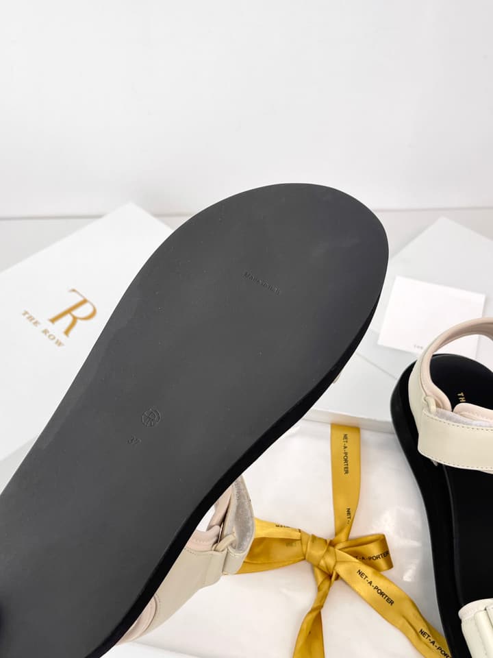 The Row Classic Velcro Beach Sandals in Black And Cream
