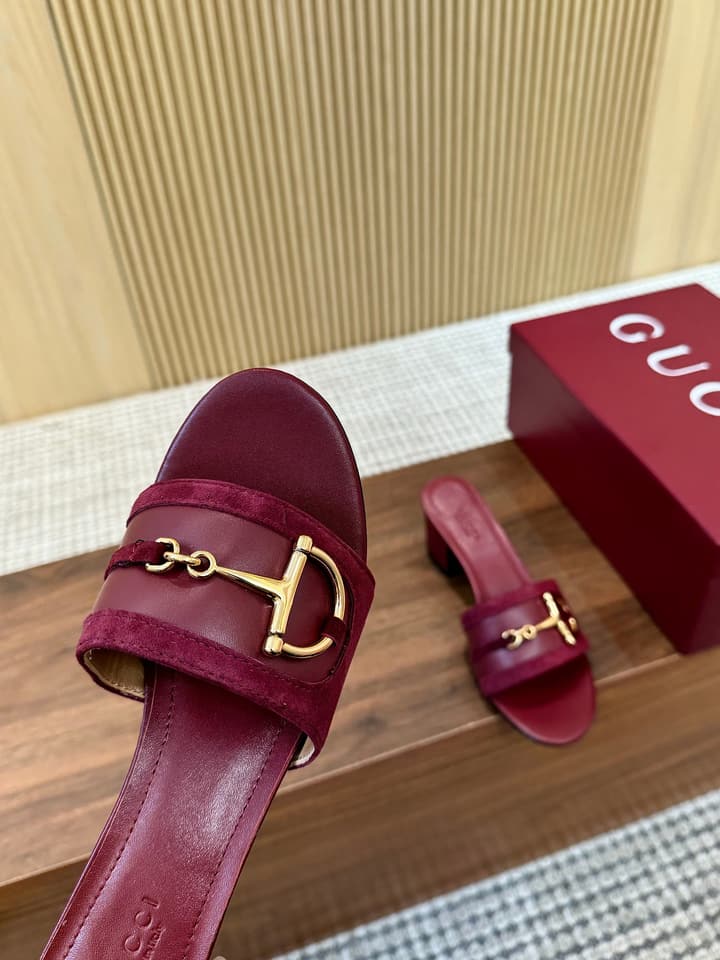 Gucci D-Horsebit Mule Sandals in Brown Gg Canvas