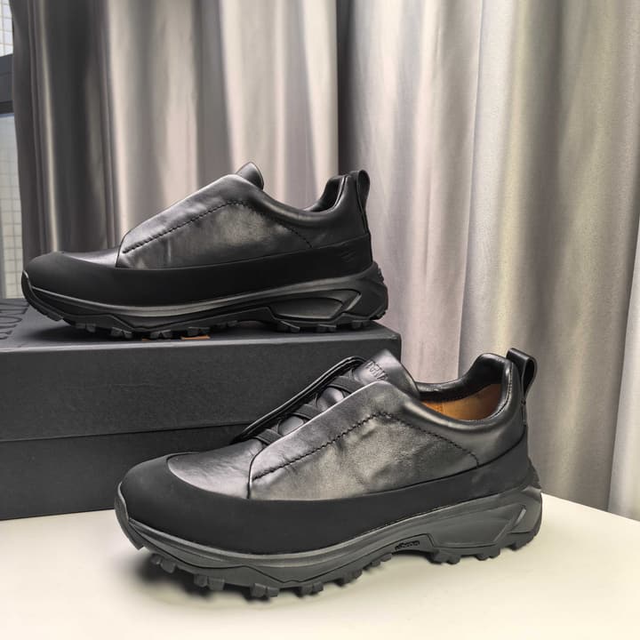Ermenegildo Zegna Triple Stitch™ Monte Luxury Casual Shoes in Black Leather