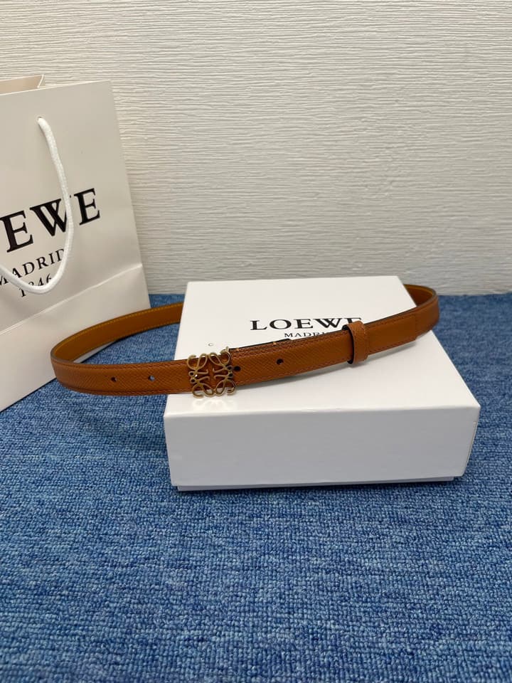 Loewe Calfskin Leather Belt in Black With Gold Buckle