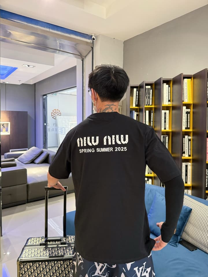 Miu Miu Technical Fabric Short-Sleeve T-Shirt – Summer 2026 Collection in Black