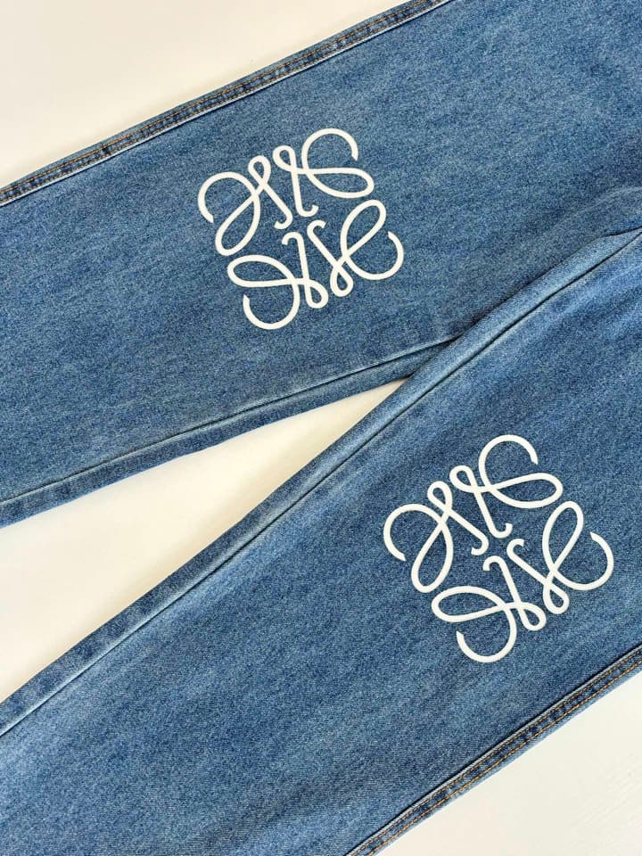 Loewe Anagram Laser-Cut Denim Jeans – 24FW in Blue Denim