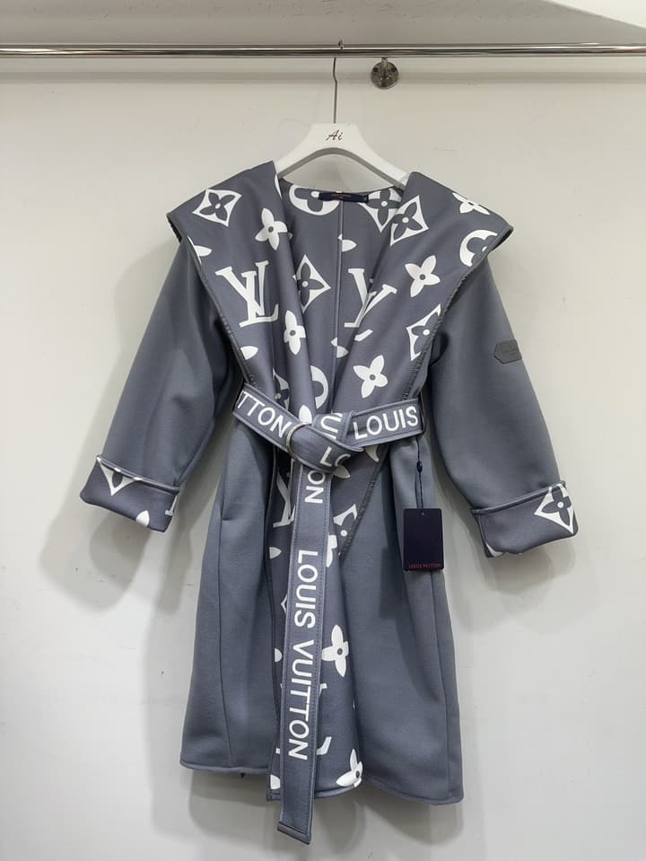 Louis Vuitton Long Wool Overcoat in Gray Monogram Coat