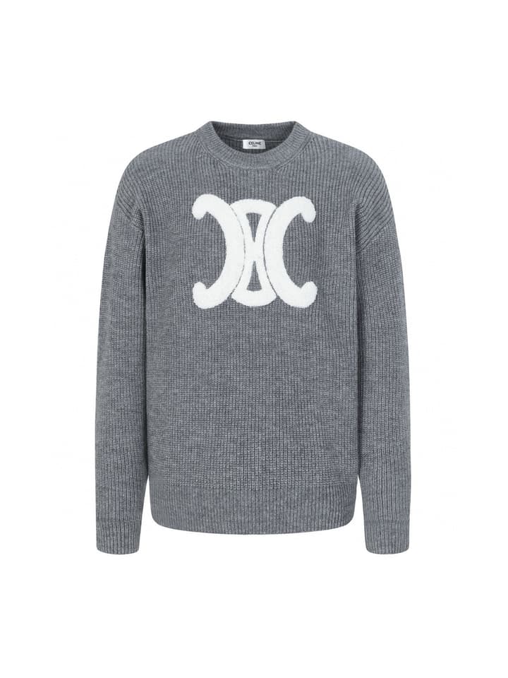 Celine Arc de Triomphe Logo Wool Sweater – 25FW in Grey