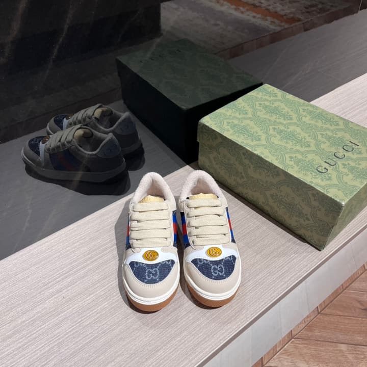 Gucci Rhyton Distressed Sneakers – Kids Collection – 2023SS in Navy Blue Toe