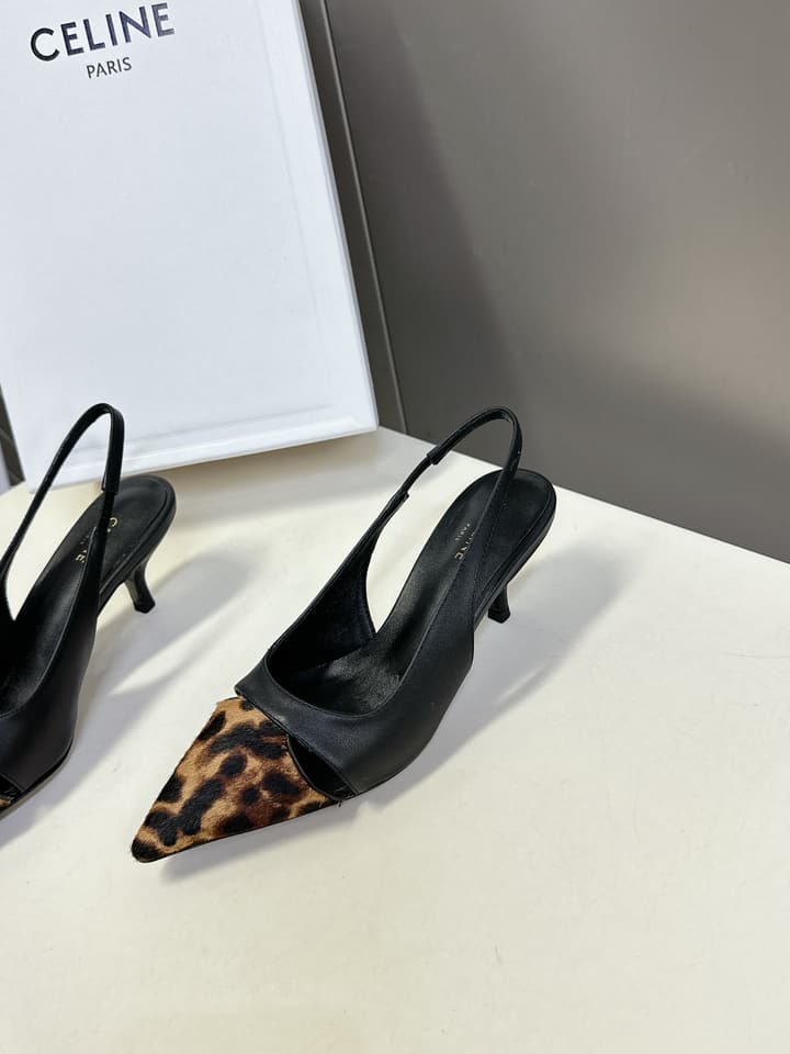 Celine Triomphe Calfskin Heels – Spring/Summer Collection in Dark Leopard Print