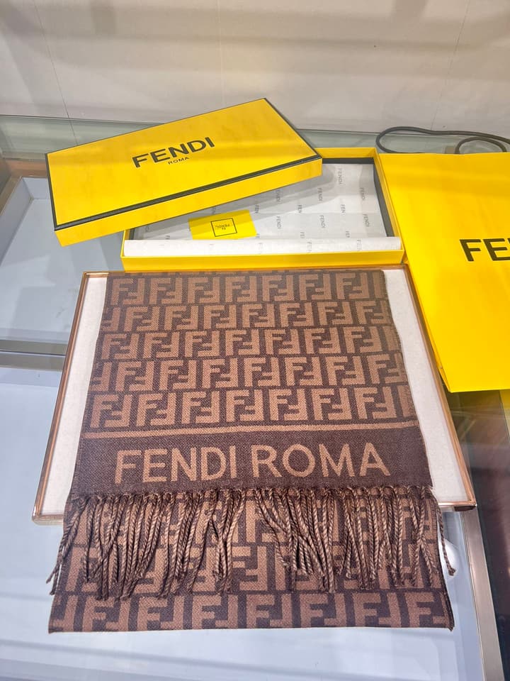 Fendi FF Monogram Scarf in Dark Brown Ff Monogram