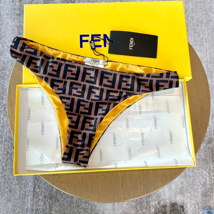 Fendi Versatile One-Piece Bikini Swimsuit in Brown Ff Logo Bikini