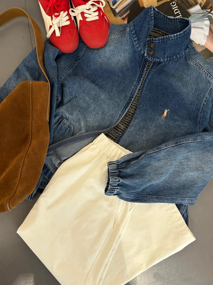 Ralph Lauren Washed Denim Jacket – 2025 Fall Collection in Classic Blue Denim